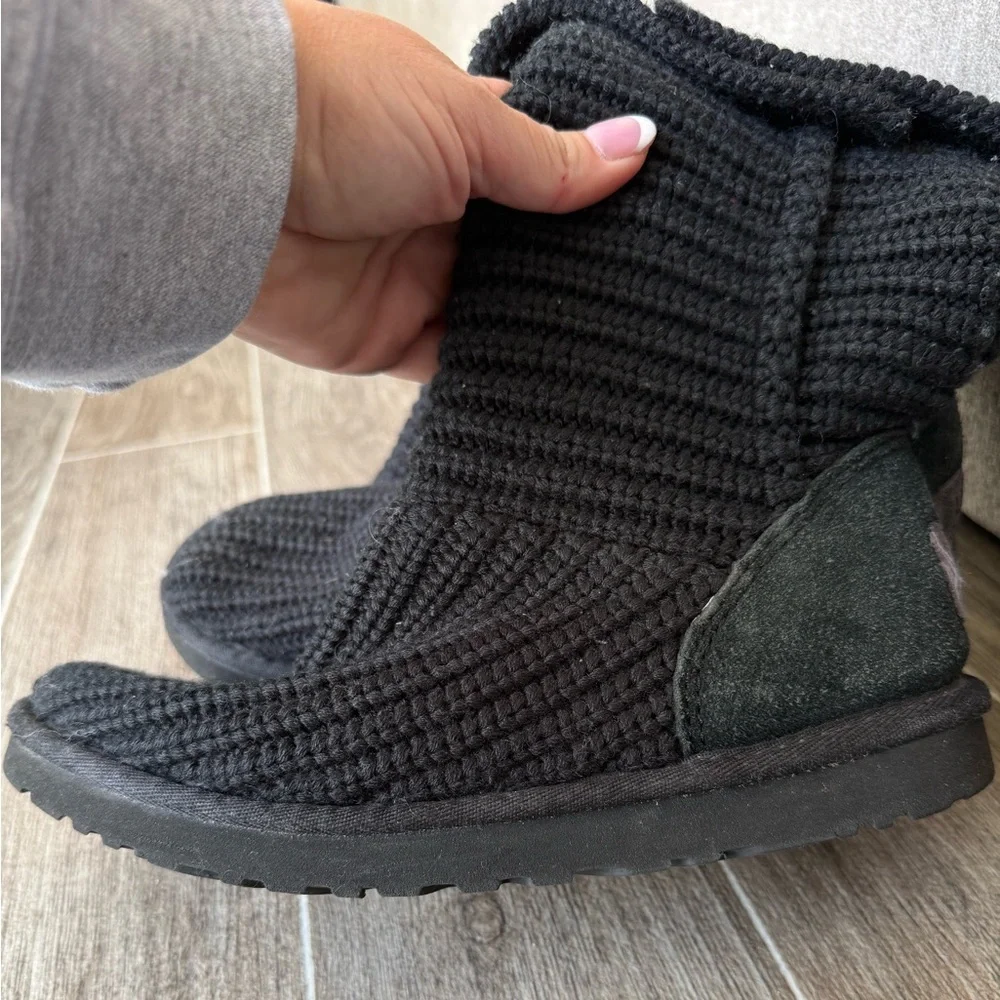 UGG Black Knit Button Mid-Calf Boot